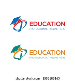 j letter education logo icon design, vector illustration