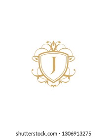 J Letter With Elegant Shield Logo Icon 001