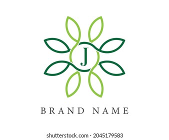 J Letter with Flower logo. Vector logo template