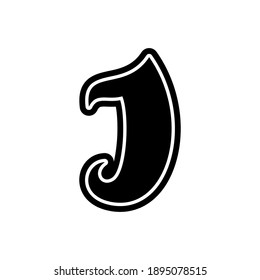 J letter font decorative hand drawn lettering, alphabet vector letter. Handwritten typographic design. Cartoon funny bold letter logo, poster, postcard, hand drawn design. Vector alphabet, lettering.