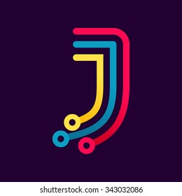 J letter formed by electric line. Font style, vector design template elements for your application or corporate identity.