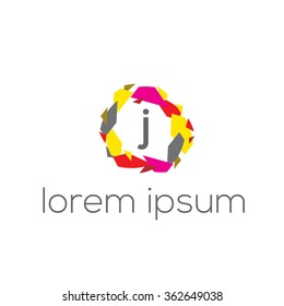 j letter geometric vector logo template (sign, symbol, icon)