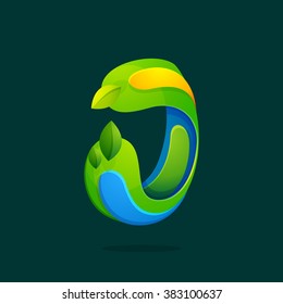 J letter with green leaves logo. Font style, vector design template elements for your ecology application or corporate identity.