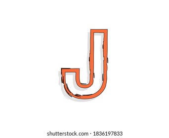J letter, hand drawn brush stroke. Comic style design. For design element, logo, creative poster etc. Vector illustration 
