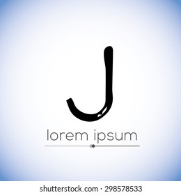 J letter-  hand drawn stencil logo (sign, symbol, icon, illustration) 