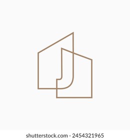 j Carta Casa Monograma Hipoteca del hogar arquitecto logo Vector icono ilustración