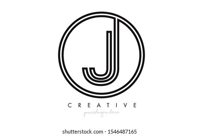 J Letter Icon Logo Design With Monogram Creative Look. Letter Circle Line Design Vector Illustration.