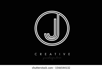 J Letter Icon Logo Design With Monogram Creative Look. Letter Circle Line Design Vector Illustration.
