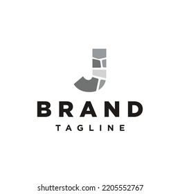 J Letra inicial símbolo del logotipo de piedra de ladrillo vector
