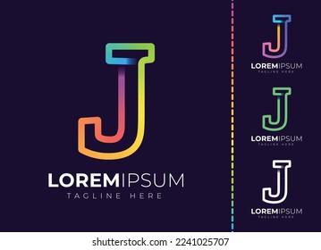J letter initial colorful gradient logo. Modern letter j logo design.