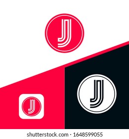 J letter initial icon logo design, line style logo design