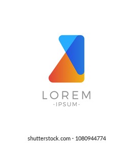 J Letter Initial logo. Abstract Modern duo tone typography vector design template