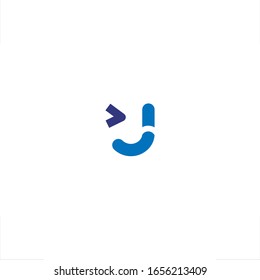 J letter initial logo design wink smile