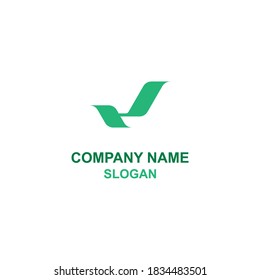 J letter initial logo, with a shape like a flying bird facing the left side.