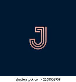 J letter initial logo stylistic line with gold gradient