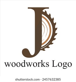 J Letter initial Wood Carpenter industry logo inspiration. wood logo , woodwork handyman, wood house builder. simple minimalist icon Vector illustration.