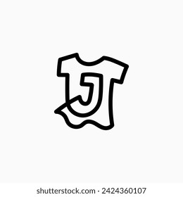 Ilustración del icono del vector del logotipo del monograma de la ropa de la camiseta de la letra J