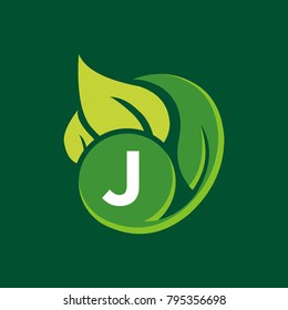 J letter leaf logo design