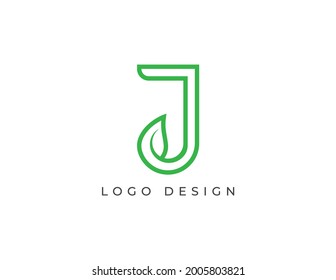 J Letter with Leaf logo. Nature, Organic, healthy, fresh , botanic, botanical Logo Vector.