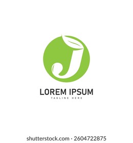 j letter leaf vector icon concept design template