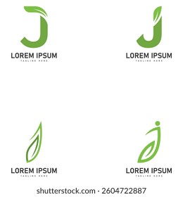 j letter leaf vector icon concept design template