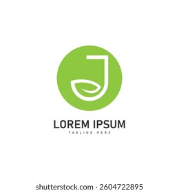 j letter leaf vector icon concept design template