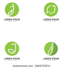 j letter leaf vector icon concept design template
