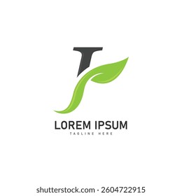 j letter leaf vector icon concept design template