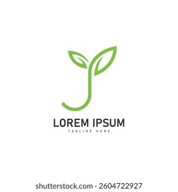 j letter leaf vector icon concept design template