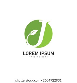 j letter leaf vector icon concept design template