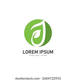 j letter leaf vector icon concept design template