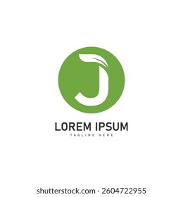 j letter leaf vector icon concept design template