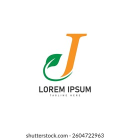 j letter leaf vector icon concept design template