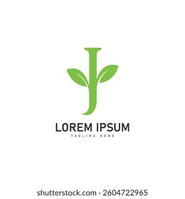 j letter leaf vector icon concept design template