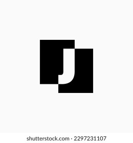 J Letter Lettermark Square Initial Negative Space Logo Vector Icon Illustration