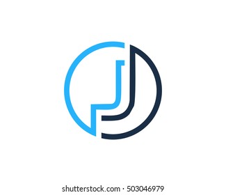 J Letter Line Circle Logo Design Template