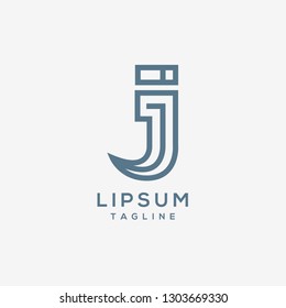 J letter line logo template