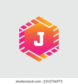 J Letter Logo abstract geometric design vector template Logotype icon Digital Technology style.