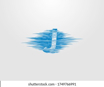 Logo de la letra J. Resumen Diseño inicial J Blue Wave creado a partir de la forma de onda oceánica combinando letra