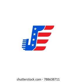 j letter logo american style vector