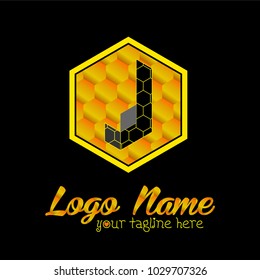 j letter logo with bee style