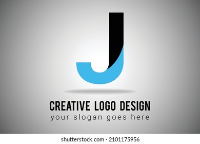 J Letter Logo in Blue and Black color Vector Icon. Minimal Logo design. Creative J Letter Logo  Illustration.