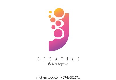 J Letter Logo with blue dots design. Letter J logotype with bubbles bunch. Corporate branding identity vector illustration with letter J. 
