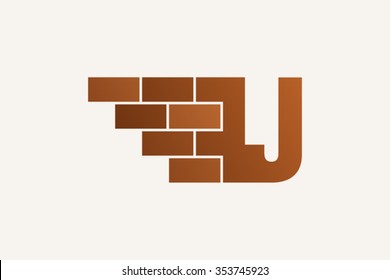 J letter Logo, brick wall logo design.