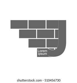 J  letter Logo, brick wall logo design with place for your data.  Vector image. 
