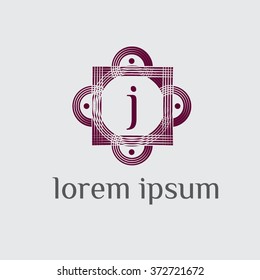 j letter logo with calligraphic border - vector (sign, symbol, icon, border)

