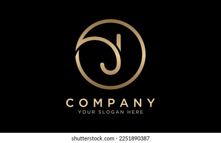 J Letter Logo With Circle Shape. Modern Unique Creative J Logo Design Vector Template. Elegant Identity Design In  Gold Color.