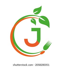 J Letter Logo circle, Vector, restaurant, Template, Icon