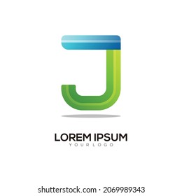 J letter logo colorful gradient illustration