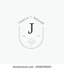 J letter logo with a creative floral concept for company business beauty real estate premium vector